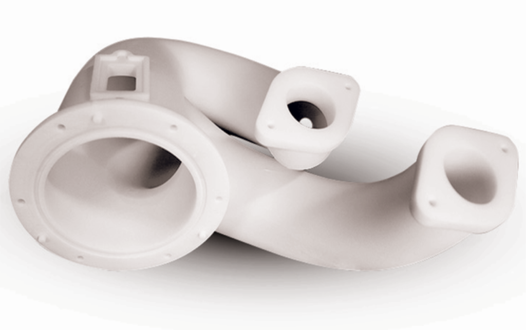 3D-printed end-use production part made with Selective Laser Sintering (SLS) using durable thermoplastics