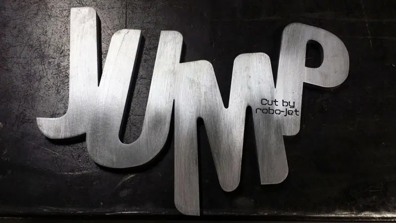 Waterjet-cut metal sign