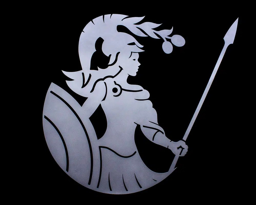 Waterjet-cut metal sign