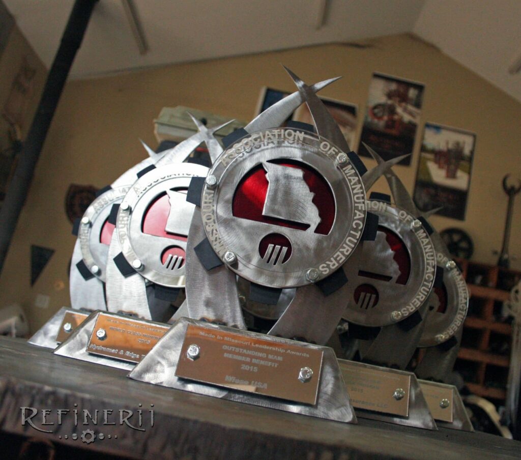 Waterjet-cut metal trophy