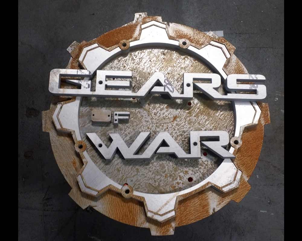Waterjet-cut metal trophy
