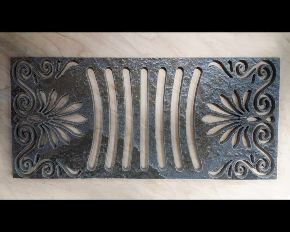Waterjet-cut tile floor vent cover